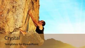  Presentation with climbing - Audience pleasing theme consisting of success free - man climbing without any rope backdrop and a  colored foreground