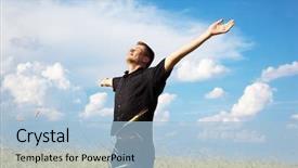  Presentation with rest - Slides enhanced with success free - young man rest on wheat background and a light blue colored foreground