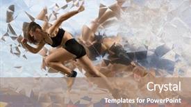  Presentation with leaving a job - Audience pleasing PPT theme consisting of success freedom - woman sprinter leaving starting exploding backdrop and a  colored foreground