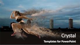  Presentation with starting school - PPT theme enhanced with success freedom - woman sprinter leaving starting exploding background and a  colored foreground