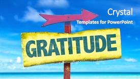  Presentation with gratitude - Slide deck having humility - gratitude sign with beach background background and a cobalt blue colored foreground