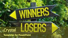  Presentation with winners announcement - Amazing presentation design having psychology winning - winners - losers signpost backdrop and a tawny brown colored foreground