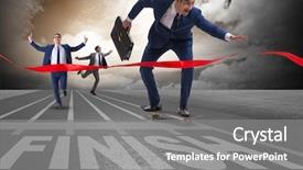  Presentation with beating taxes - Colorful slide deck enhanced with success hurdles - businessman beating competition on skateboard backdrop and a gray colored foreground