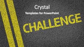  Presentation with challenge - Cool new PPT theme with success hurdles - challenge written on the road backdrop and a dark gray colored foreground