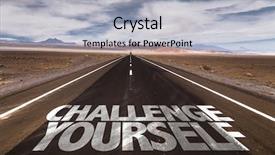  Presentation with challenge - PPT theme consisting of success hurdles - challenge yourself written on desert background and a light gray colored foreground
