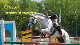  Presentation with competition - Theme enhanced with success hurdles - jockey jumps over a hurdle background and a tawny brown colored foreground