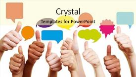  Presentation with communication - Presentation featuring success in communication with thumbs background and a  colored foreground