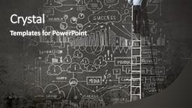  Presentation with businessman climbing the career ladder - Slide deck enhanced with success leadership concept - rear view of businessman standing background and a dark gray colored foreground