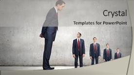  Presentation with career success story line - Audience pleasing presentation theme consisting of success leadership concept - successful confident businessmen standing backdrop and a light gray colored foreground