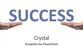  Presentation with success - Slide deck consisting of success message in male hands background and a  colored foreground