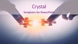  Presentation with complete puzzle - Audience pleasing PPT theme consisting of close up of hands connecting puzzle element and making jigsaw complete backdrop and a sky blue colored foreground