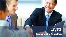  Presentation with shaking hands - Colorful PPT theme enhanced with success partners - business people shaking hands finishing backdrop and a ocean colored foreground