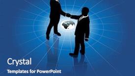  Presentation with business partner - Beautiful slides featuring success partners - global network business men partner backdrop and a ocean colored foreground