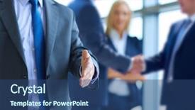  Presentation with shaking hands - Amazing PPT theme having success partners - two successful business men shaking backdrop and a ocean colored foreground