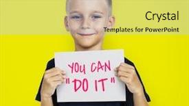  Presentation with net - Slide deck featuring success reaching one's goal background and a light blue colored foreground