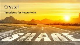  Presentation with sharing - Amazing PPT theme having success sharing - asphalt road with business conceptual backdrop and a yellow colored foreground