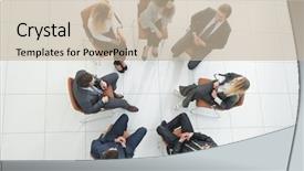  Presentation with new business ideas - Amazing PPT theme having success sharing - top view of business team backdrop and a soft green colored foreground