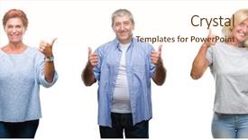 Presentation with people collage - Theme enhanced with success sign doing positive gesture background and a cream colored foreground