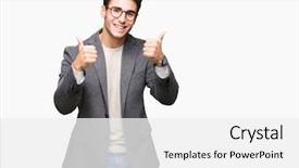  Presentation with business success - Presentation having success sign doing positive gesture background and a white colored foreground