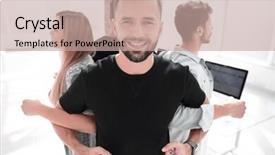  Presentation with hold hand - Amazing PPT layouts having success something or take care backdrop and a coral colored foreground