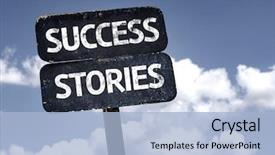  Presentation with story - Presentation having success stories sign with clouds background and a light blue colored foreground