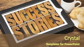  Presentation with coffee cup - Beautiful slide set featuring success stories typography - word abstract backdrop and a tawny brown colored foreground