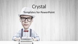  Presentation with writing education female writer - Amazing PPT layouts having success story - young funny man writer backdrop and a light gray colored foreground