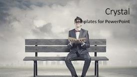  Presentation with story book - Amazing slides having success story - young man in suit sitting backdrop and a light gray colored foreground