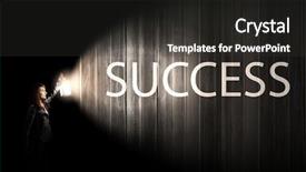  Presentation with lantern - Theme with success story - young pretty businesswoman with lantern background and a dark gray colored foreground