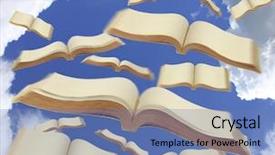  Presentation with hisory books - Cool new presentation design with success story data - books fly to the sky backdrop and a  colored foreground