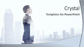  Presentation with business leaders - PPT layouts with success story leaders - big in business background and a  colored foreground