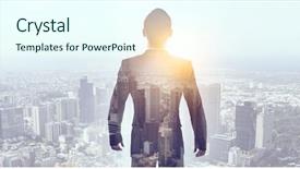  Presentation with business leaders - Amazing PPT layouts having success story leaders - big in business backdrop and a  colored foreground