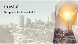  Presentation with business leaders - Presentation theme featuring success story leaders - big in business background and a light gray colored foreground