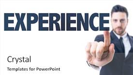  Presentation with business experience - Slide deck consisting of success story leaders - business man pointing the text background and a white colored foreground