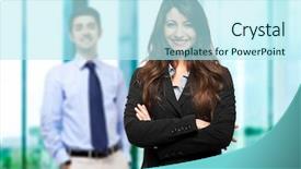  Presentation with women success - Cool new PPT layouts with women success - young business partners backdrop and a  colored foreground