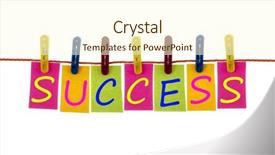  Presentation with solution success hard work pencil - Theme enhanced with success word on laundry hook background and a  colored foreground