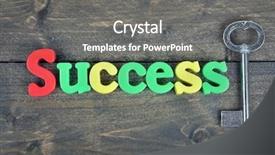  Presentation with solution success hard work pencil - Theme with success word on wooden table background and a  colored foreground