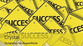  Presentation with road stop sign - PPT layouts having success written on multiple road background and a yellow colored foreground
