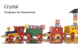  Presentation with alphabet - Theme enhanced with colorful toy train carrying alphabet background and a white colored foreground