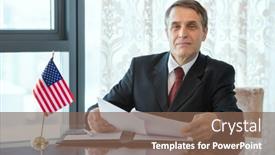  Presentation with partnership - Colorful PPT theme enhanced with successful-american-delegate-or-businessman backdrop and a violet colored foreground