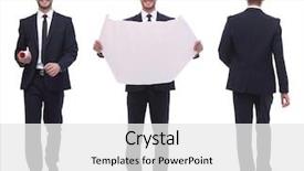  Presentation with growth - Presentation design consisting of successful architect engineer in orange background and a white colored foreground