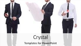  Presentation with growth - Slide deck featuring successful architect engineer in orange background and a white colored foreground