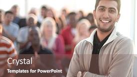  Presentation with successful - Presentation theme featuring successful-attractive-young-businessman-standing background and a violet colored foreground