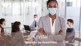  Presentation with entrepreneur - Slide set having successful-black-entrepreneur-in-conference background and a coral colored foreground