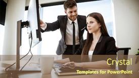  Presentation with points - PPT layouts enhanced with successful-business-concept-young-businesswoman background and a tawny brown colored foreground