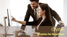  Presentation with points - PPT theme consisting of successful-business-concept-young-businesswoman background and a tawny brown colored foreground