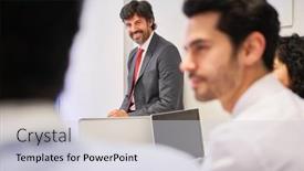  Presentation with business coaching - Theme enhanced with successful-business-consultant-or-entrepreneur background and a lemonade colored foreground