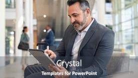  Presentation with digital boarding - Presentation theme consisting of successful-business-man-sitting background and a tawny brown colored foreground