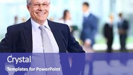  Presentation with staff - PPT layouts with successful business man standing background and a ocean colored foreground