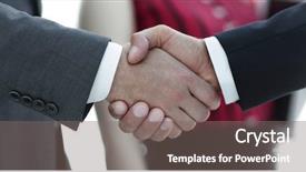  Presentation with business ethics - Presentation design featuring successful business people handshaking background and a gray colored foreground
